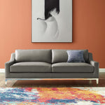 Harness 83.5" Stainless Steel Base Leather Sofa in Gray