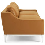 Harness 83.5" Stainless Steel Base Leather Sofa in Tan