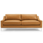 Harness 83.5" Stainless Steel Base Leather Sofa in Tan
