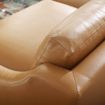 Harness 83.5" Stainless Steel Base Leather Sofa in Tan