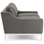 Harness 64" Stainless Steel Base Leather Loveseat in Gray