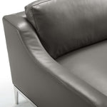 Harness 64" Stainless Steel Base Leather Loveseat in Gray
