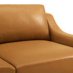 Harness 64" Stainless Steel Base Leather Loveseat in Tan