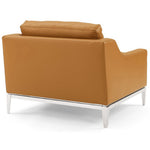 Harness Stainless Steel Base Leather Armchair in Tan