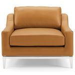 Harness Stainless Steel Base Leather Armchair in Tan