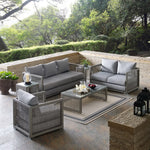Aura 6 Piece Outdoor Patio Wicker Rattan Set in Gray Gray