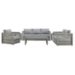 Aura 6 Piece Outdoor Patio Wicker Rattan Set in Gray Gray