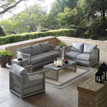 Aura 6 Piece Outdoor Patio Wicker Rattan Set in Gray Gray
