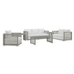 Aura 6 Piece Outdoor Patio Wicker Rattan Set in Gray White