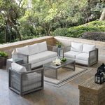 Aura 6 Piece Outdoor Patio Wicker Rattan Set in Gray White