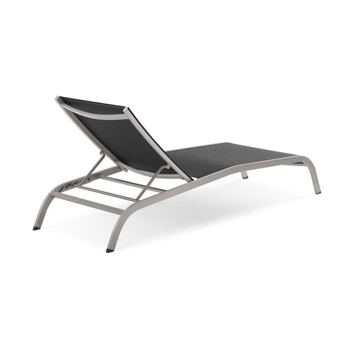 Savannah Mesh Chaise Outdoor Patio Aluminum Lounge Chair in Black