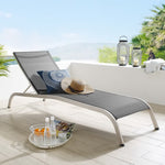 Savannah Mesh Chaise Outdoor Patio Aluminum Lounge Chair in Black