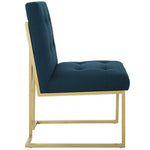 Privy Gold Stainless Steel Upholstered Fabric Dining Accent Chair in Gold Azure