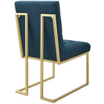 Privy Gold Stainless Steel Upholstered Fabric Dining Accent Chair in Gold Azure
