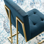 Privy Gold Stainless Steel Upholstered Fabric Dining Accent Chair in Gold Azure