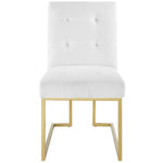 Privy Gold Stainless Steel Upholstered Fabric Dining Accent Chair in Gold White