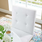 Privy Gold Stainless Steel Upholstered Fabric Dining Accent Chair in Gold White