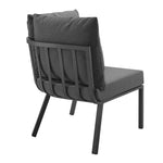 Riverside 4 Piece Outdoor Patio Aluminum Sectional in Gray Charcoal