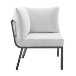 Riverside 4 Piece Outdoor Patio Aluminum Sectional in Gray White