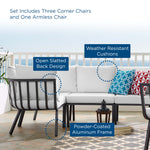 Riverside 4 Piece Outdoor Patio Aluminum Sectional in Gray White