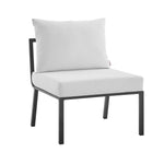 Riverside 4 Piece Outdoor Patio Aluminum Sectional in Gray White