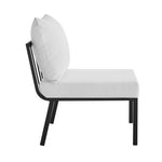 Riverside 4 Piece Outdoor Patio Aluminum Sectional in Gray White
