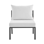 Riverside 4 Piece Outdoor Patio Aluminum Sectional in Gray White
