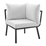 Riverside 4 Piece Outdoor Patio Aluminum Sectional in Gray White