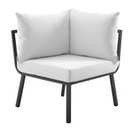 Riverside 4 Piece Outdoor Patio Aluminum Sectional in Gray White