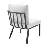 Riverside 4 Piece Outdoor Patio Aluminum Sectional in Gray White