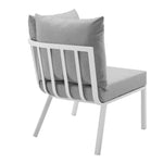 Riverside 4 Piece Outdoor Patio Aluminum Sectional in White Gray