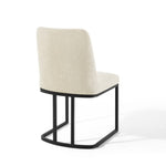 Amplify Sled Base Upholstered Fabric Dining Side Chair in Black Beige