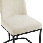 Amplify Sled Base Upholstered Fabric Dining Side Chair in Black Beige