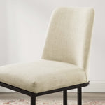 Amplify Sled Base Upholstered Fabric Dining Side Chair in Black Beige