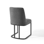 Amplify Sled Base Upholstered Fabric Dining Side Chair in Black Charcoal