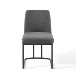 Amplify Sled Base Upholstered Fabric Dining Side Chair in Black Charcoal