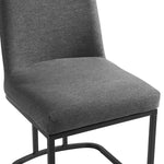 Amplify Sled Base Upholstered Fabric Dining Side Chair in Black Charcoal