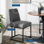 Amplify Sled Base Upholstered Fabric Dining Side Chair in Black Charcoal