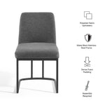 Amplify Sled Base Upholstered Fabric Dining Side Chair in Black Charcoal