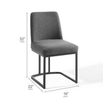 Amplify Sled Base Upholstered Fabric Dining Side Chair in Black Charcoal
