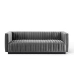 Conjure Channel Tufted Velvet Sofa in Gray