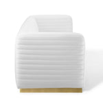 Charisma Channel Tufted Performance Velvet Living Room Sofa in White