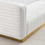 Charisma Channel Tufted Performance Velvet Living Room Sofa in White