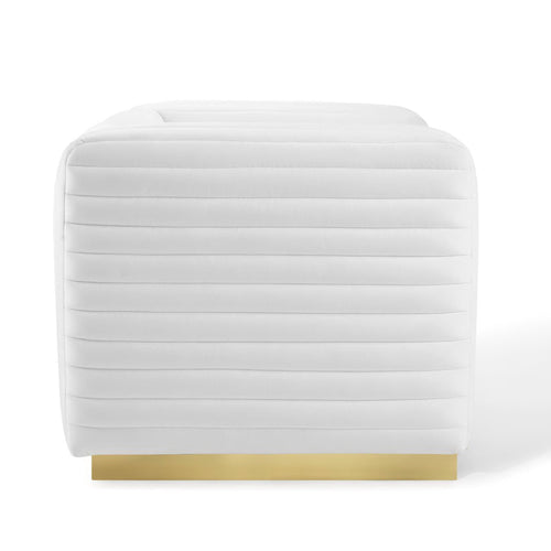 Charisma Channel Tufted Performance Velvet Accent Armchair in White