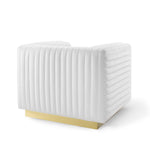 Charisma Channel Tufted Performance Velvet Accent Armchair in White