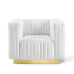 Charisma Channel Tufted Performance Velvet Accent Armchair in White