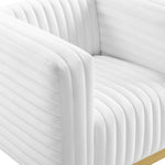 Charisma Channel Tufted Performance Velvet Accent Armchair in White