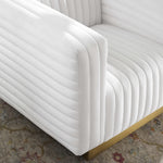 Charisma Channel Tufted Performance Velvet Accent Armchair in White
