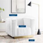 Charisma Channel Tufted Performance Velvet Accent Armchair in White