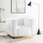 Charisma Channel Tufted Performance Velvet Accent Armchair in White